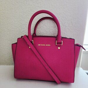 Euc Michael Kors Selma Fuchsia Shoulder Bag Purse